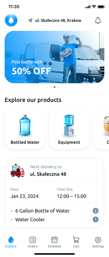 Dostawa Wody App Interface